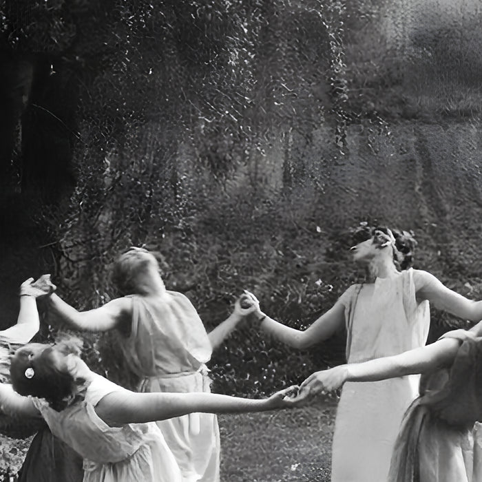 Circle Of Witches vintage Women Dancing -Circle Of Witches Vintage Women Dancing Black And White Coffee Mug Gallery Image 2