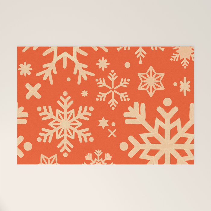Snowflake Collection - Coral & Cream Welcome Mat Gallery Image 1