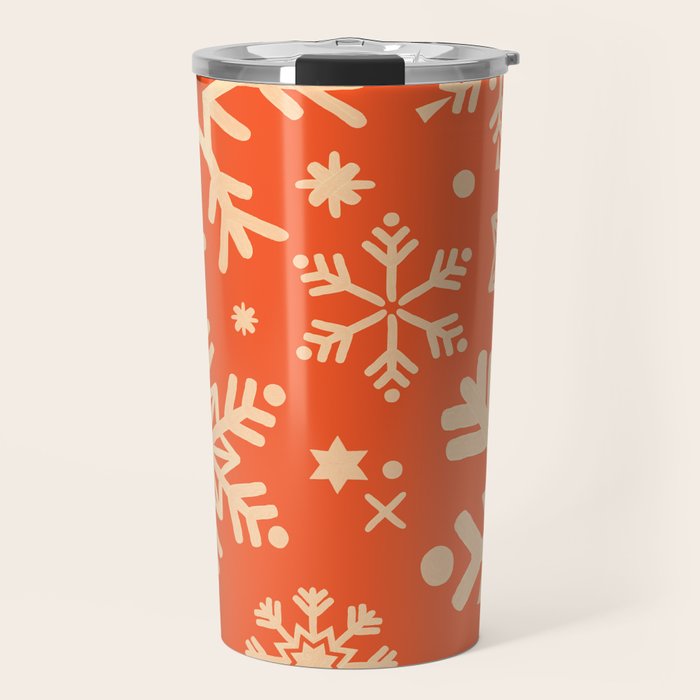 Snowflake Collection - Coral & Cream Travel Mug Gallery Image 1