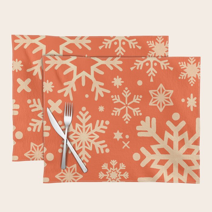 Snowflake Collection - Coral & Cream Placemat Gallery Image 1