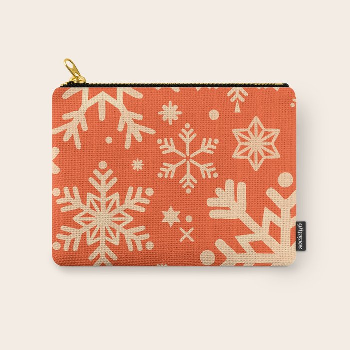 Snowflake Collection - Coral & Cream Carry All Pouch Gallery Image 1