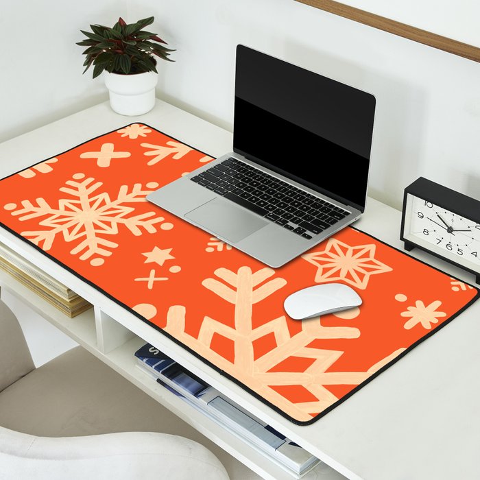 Snowflake Collection - Coral & Cream Desk Mat Gallery Image 2