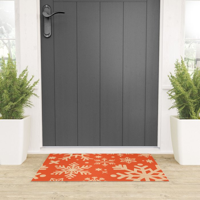 Snowflake Collection - Coral & Cream Welcome Mat Gallery Image 3