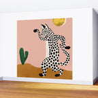 Jazzy Wild Cat, Dancing Leopard Animals Pets, Wildlife Bengal Cats Exotic, Cheetah Jungle Pastel Whimsical, Quirky Bohemian Modern Eclectic Wall Mural Gallery Image 2