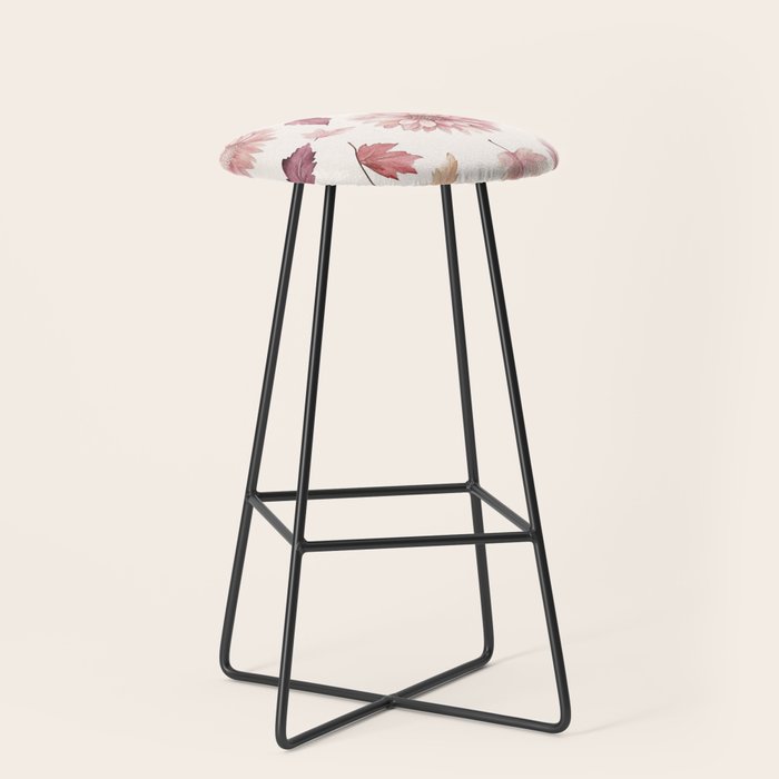 Blush Autumun Fall Flower and Leaves Watercolor All Over Stool Gallery Image 1