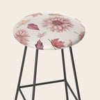 Blush Autumun Fall Flower and Leaves Watercolor All Over Stool Gallery Image 2