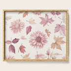 Blush Autumun Fall Flower and Leaves Watercolor All Over Serving Tray Gallery Image 1