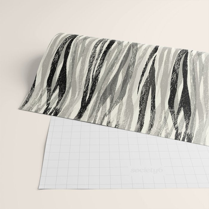 Wildlife Safari animal print black and white Wrapping Paper Gallery Image 2
