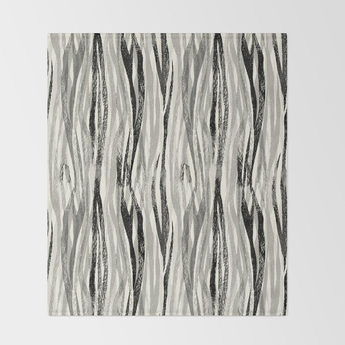 Wildlife Safari animal print black and white Throw Blanket Gallery Image 2