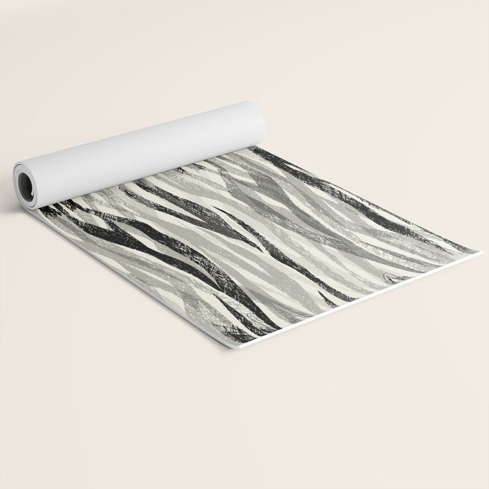Wildlife Safari animal print black and white Yoga Mat Gallery Image 2