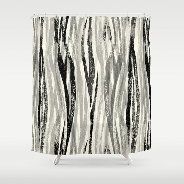 Wildlife Safari animal print black and white Shower Curtain Gallery Image 1