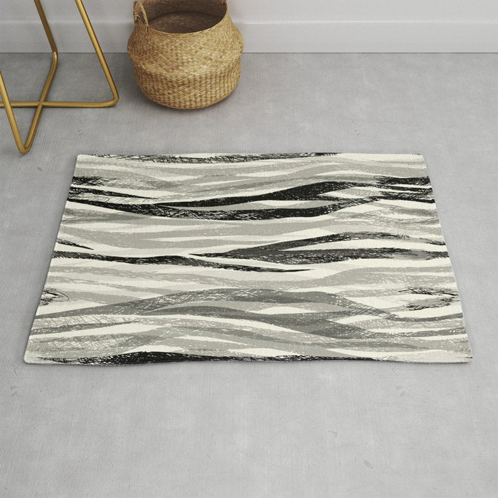 Wildlife Safari animal print black and white Rug Gallery Image 1