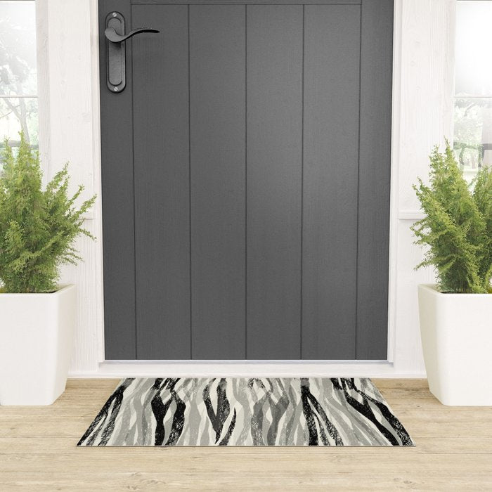 Wildlife Safari animal print black and white Welcome Mat Gallery Image 3