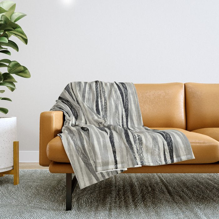 Wildlife Safari animal print black and white Throw Blanket Gallery Image 1