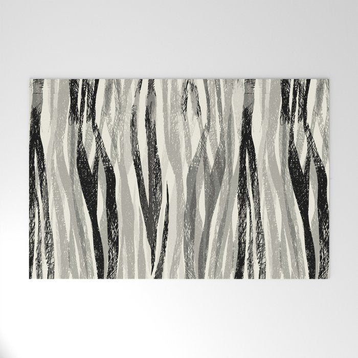 Wildlife Safari animal print black and white Welcome Mat Gallery Image 1