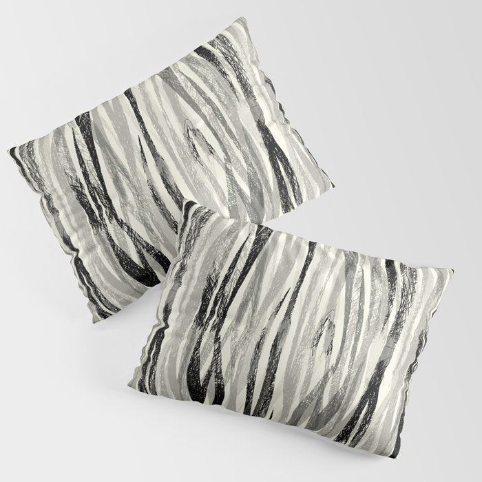 Wildlife Safari animal print black and white Pillow Sham Gallery Image 1