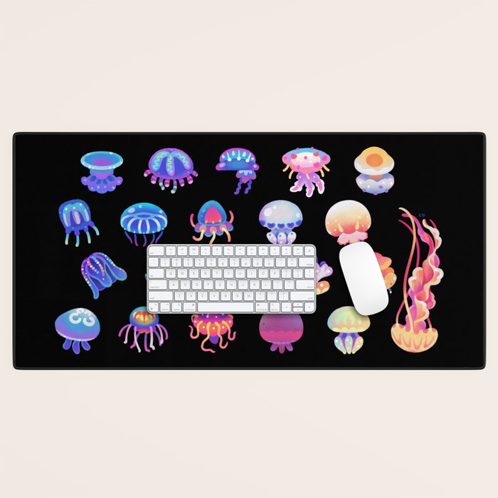 Jellyfish Day - dark Desk Mat Gallery Image 1