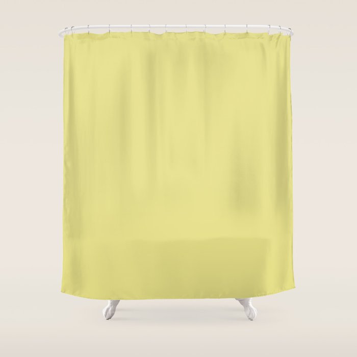 Linden Lemongrass Yellow-Green Solid Color Shower Curtain Gallery Image 1