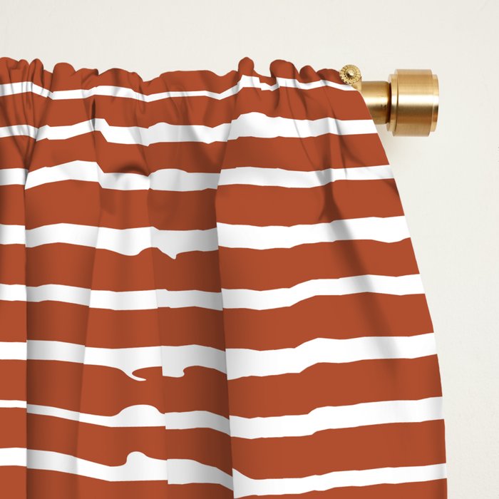 Rustic, Abstract Stripes Pattern in Terracotta Window Curtain Gallery Image 2