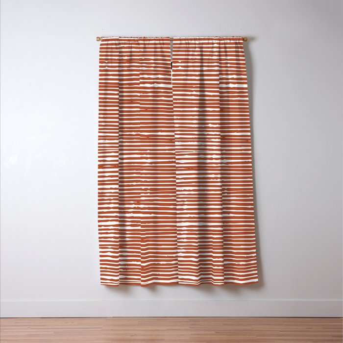 Rustic, Abstract Stripes Pattern in Terracotta Window Curtain Gallery Image 3