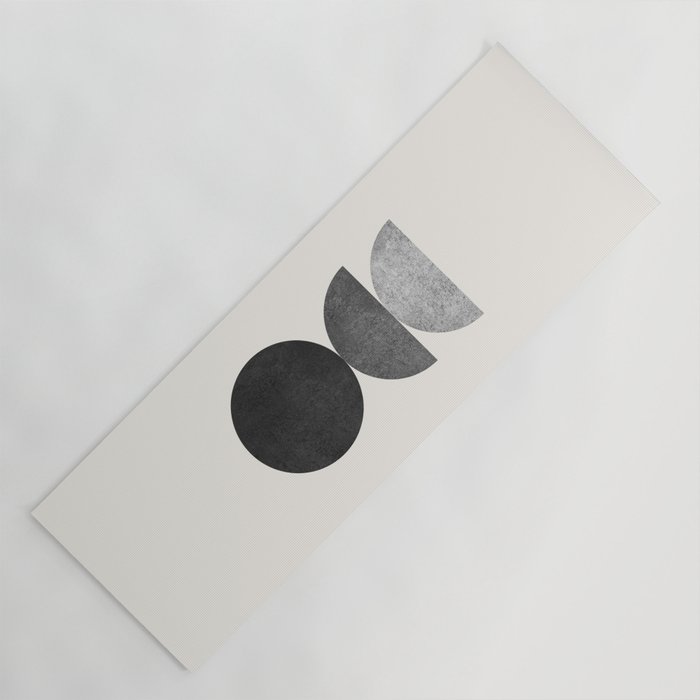 Woodblock black and white Mid century modern Yoga Mat Gallery Image 1