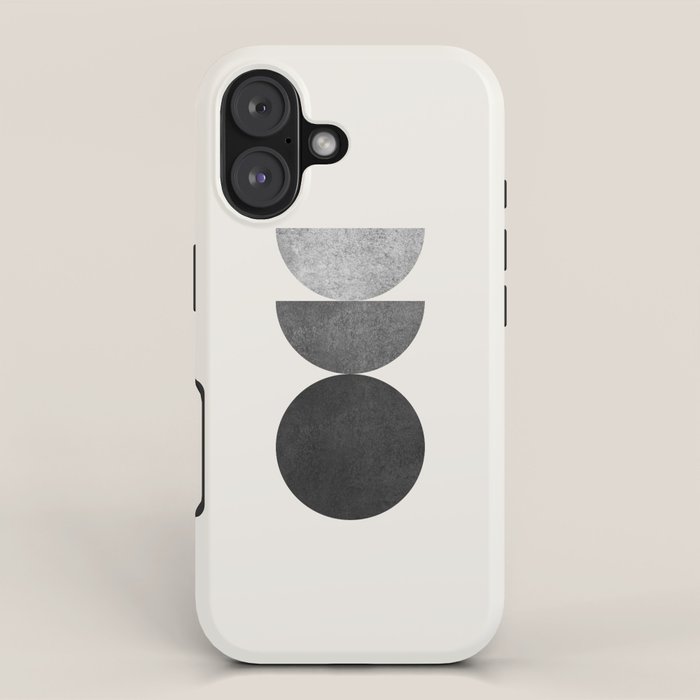 Woodblock black and white Mid century modern iPhone Case Gallery Image 1