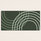 Geometric Lines Rainbow Abstract 5 in Forest Sage Green Desk Mat Gallery Image 3