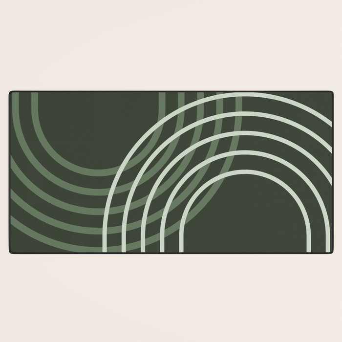 Geometric Lines Rainbow Abstract 5 in Forest Sage Green Desk Mat Gallery Image 3