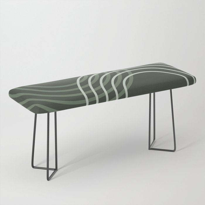 Geometric Lines Rainbow Abstract 5 in Forest Sage Green Bench Gallery Image 1