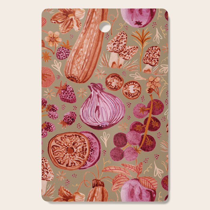 Garden Vegetables and Fresh Fruit in Mocha Mousse Cutting Board Gallery Image 1
