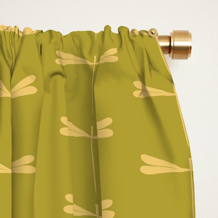 Dragonfly Pattern XV Chartreuse Green Window Curtain Gallery Image 2