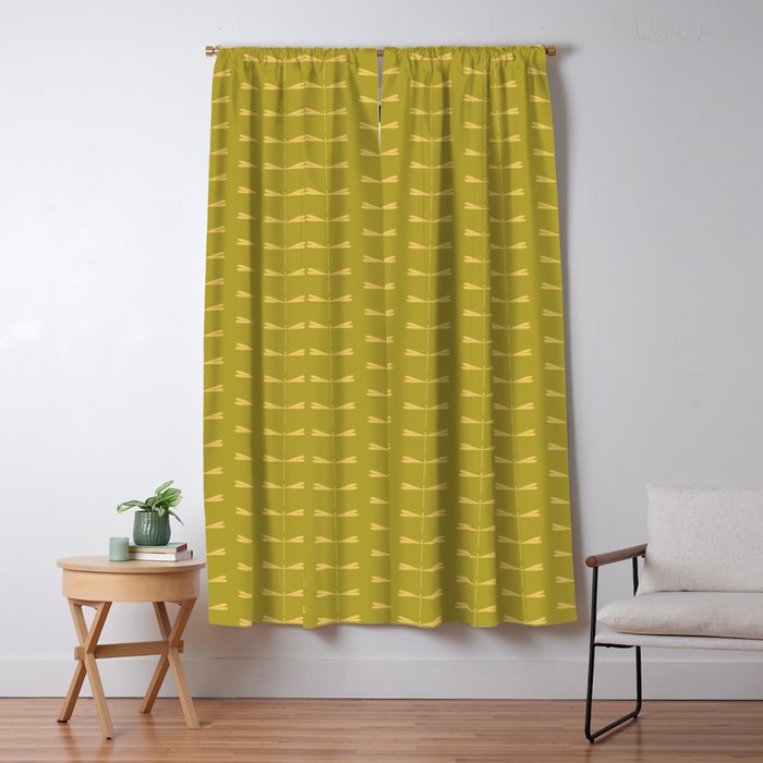 Dragonfly Pattern XV Chartreuse Green Window Curtain Gallery Image 5