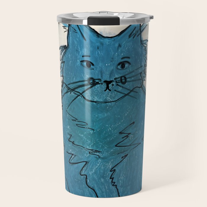 Feline Blue Travel Mug Gallery Image 1