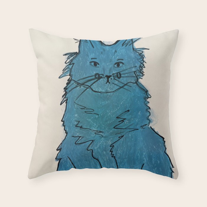 Feline Blue Throw Pillow Gallery Image 6