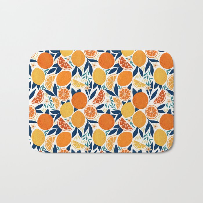 Citrus Fruits - Blue and Orange Bath Mat Gallery Image 1