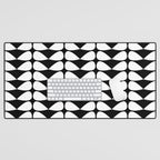 Mod Leaves Mid Century Modern Abstract Pattern in White and Black Desk Mat Gallery Image 1