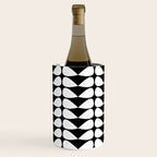 Mod Leaves Mid Century Modern Abstract Pattern in White and Black Wine Chiller Gallery Image 1