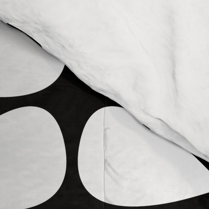 Mod Leaves Mid Century Modern Abstract Pattern in White and Black Comforter Gallery Image 4