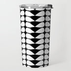 Mod Leaves Mid Century Modern Abstract Pattern in White and Black Travel Mug Gallery Image 2