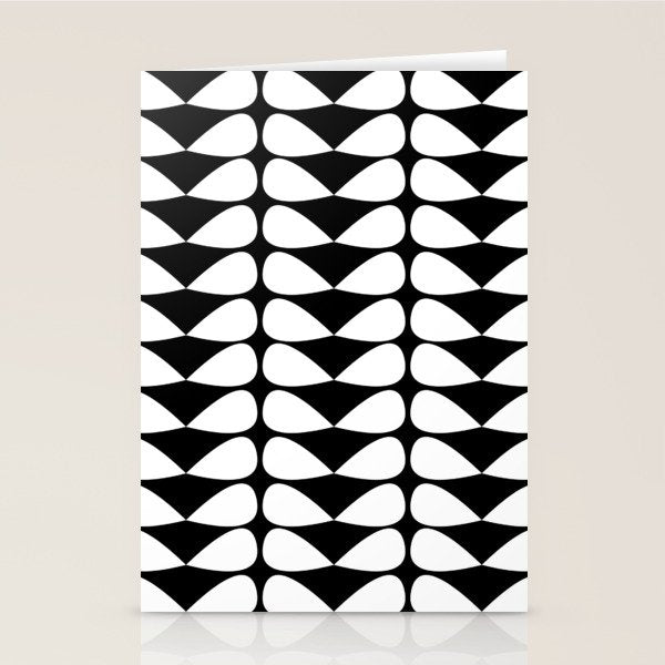 Mod Leaves Mid Century Modern Abstract Pattern in White and Black Stationery Card Gallery Image 1