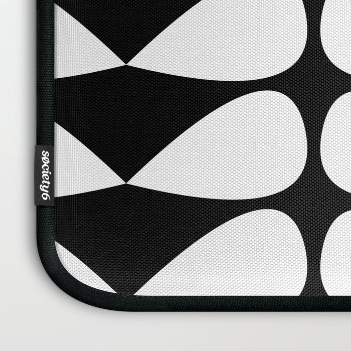 Mod Leaves Mid Century Modern Abstract Pattern in White and Black Laptop Sleeve Gallery Image 3
