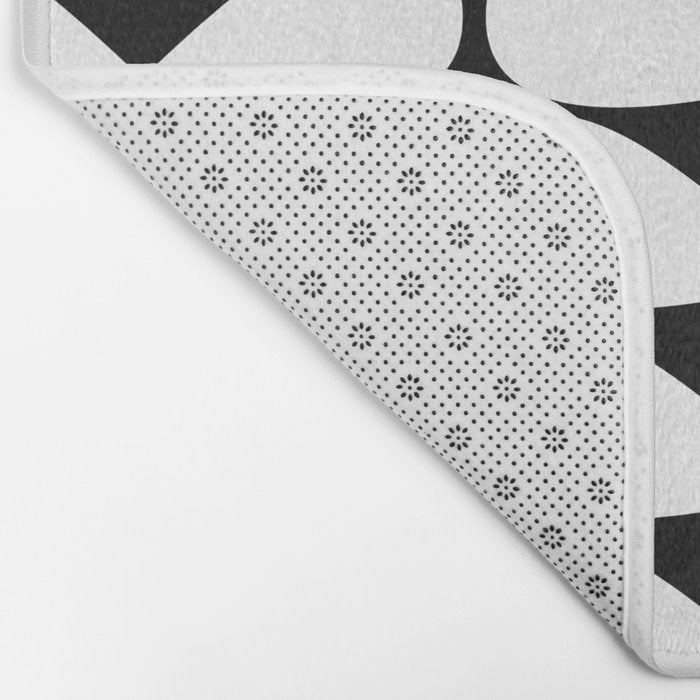 Mod Leaves Mid Century Modern Abstract Pattern in White and Black Bath Mat Gallery Image 2