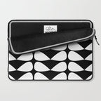 Mod Leaves Mid Century Modern Abstract Pattern in White and Black Laptop Sleeve Gallery Image 2