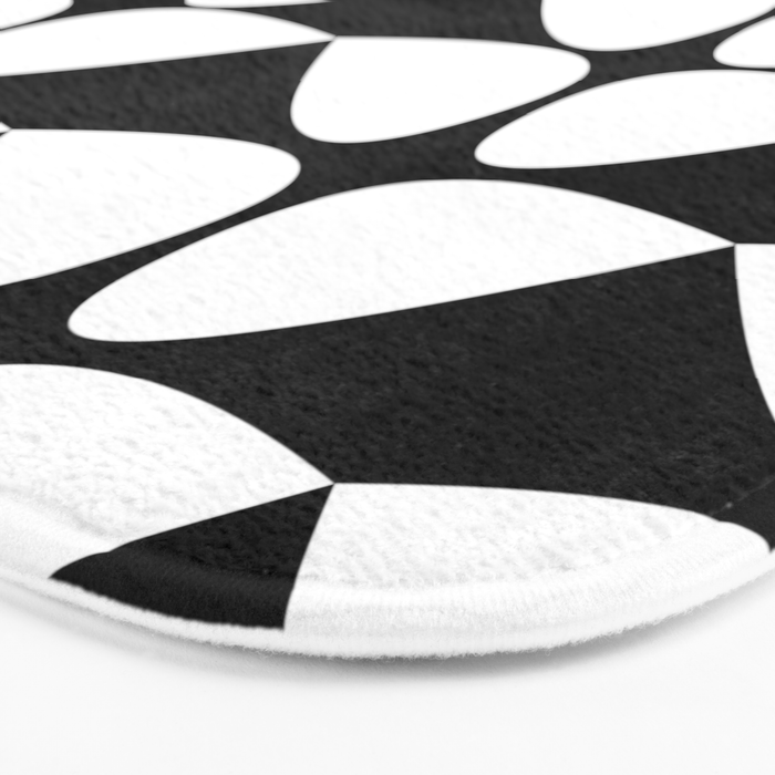 Mod Leaves Mid Century Modern Abstract Pattern in White and Black Bath Mat Gallery Image 3