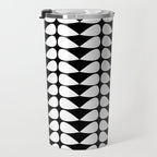 Mod Leaves Mid Century Modern Abstract Pattern in White and Black Travel Mug Gallery Image 3