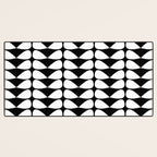 Mod Leaves Mid Century Modern Abstract Pattern in White and Black Desk Mat Gallery Image 3