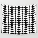 Mod Leaves Mid Century Modern Abstract Pattern in White and Black Wall Tapestry Gallery Image 4