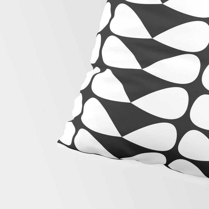 Mod Leaves Mid Century Modern Abstract Pattern in White and Black Pillow Sham Gallery Image 4