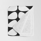 Mod Leaves Mid Century Modern Abstract Pattern in White and Black Throw Blanket Gallery Image 3