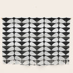 Mod Leaves Mid Century Modern Abstract Pattern in White and Black Wall Hanging Gallery Image 1